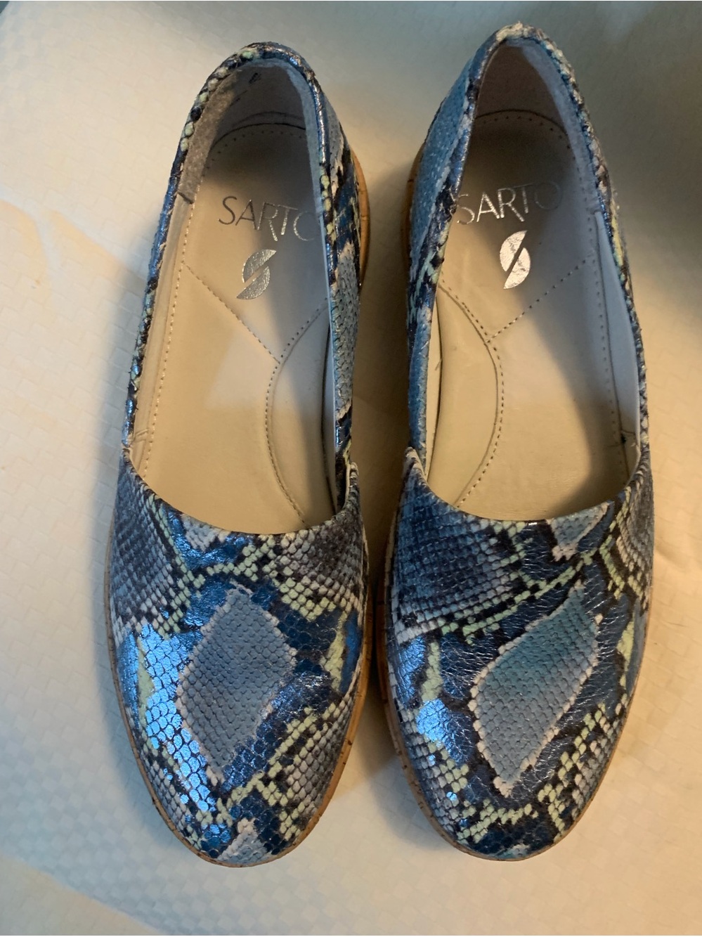SARTO By Franco Sarto Blue Snake-Print Loafers